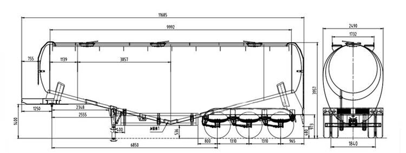 drawing of cement bulker trailer